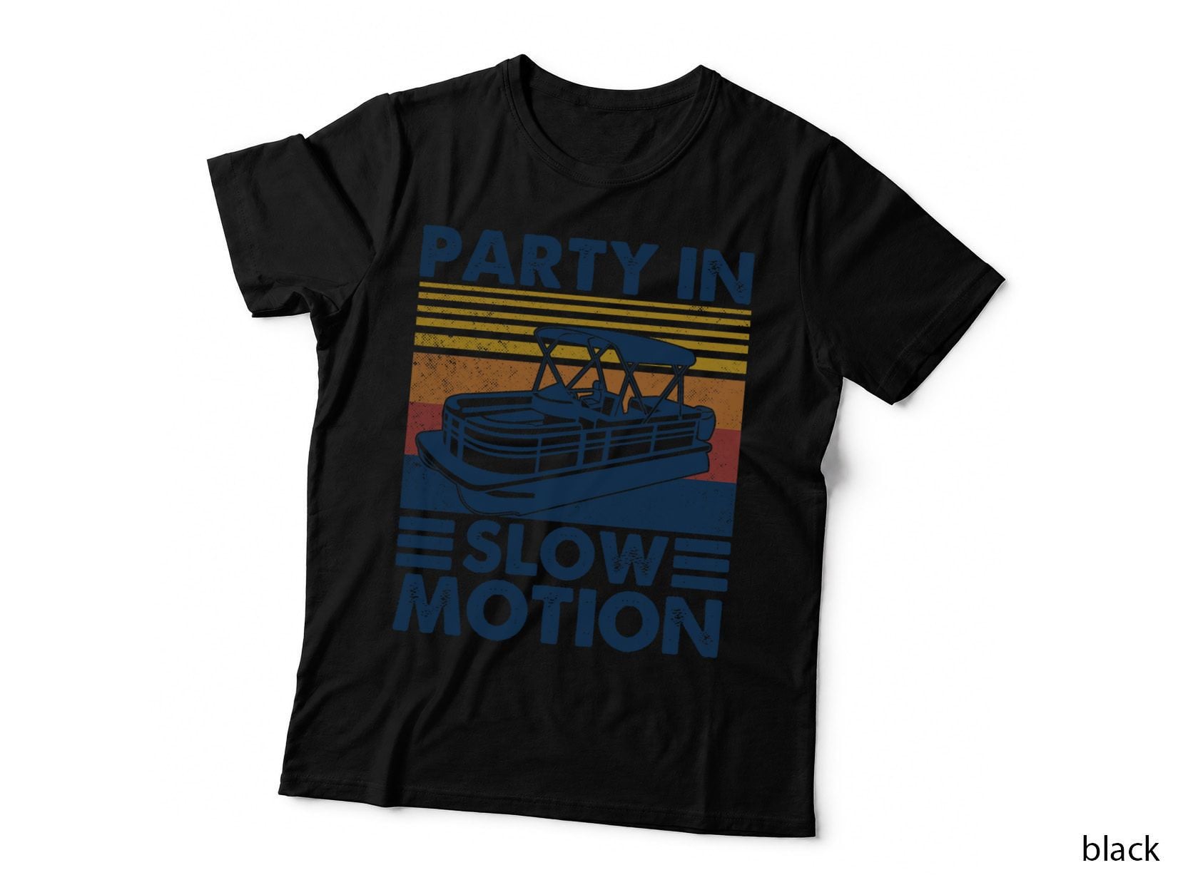 Funny Lake Pontoon Boat Party in Slow Motion Captain T-Shirt
