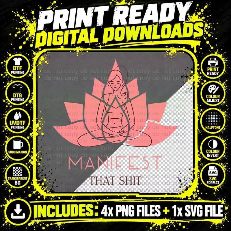 Funny Manifest That Shit Love Money Law of Attraction Png SVG Digital Bundle