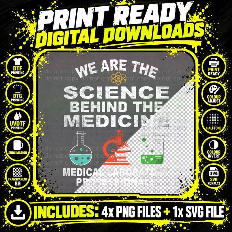 Funny Medical Laboratory Science Design Men Women Lab Png SVG Digital Bundle