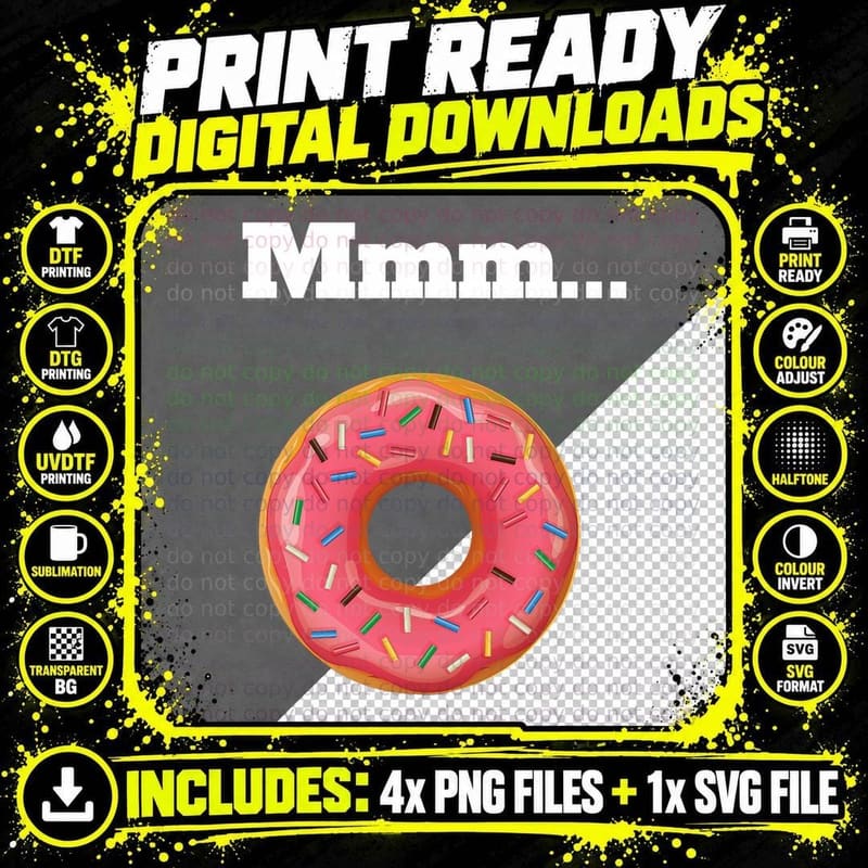 Funny Mmm Donuts for Donut Lovers T-Shirt Png SVG Digital Bundle