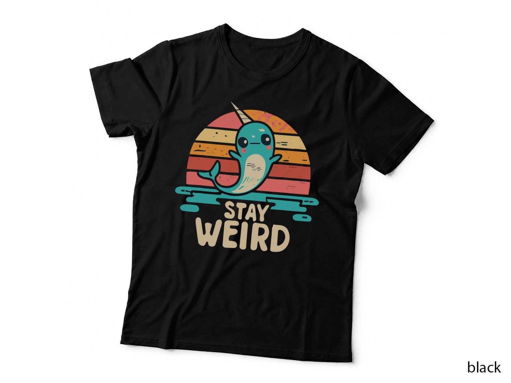 Funny Narwhal Stay Weird Girls Women Boys Kids Print Art T-Shirt