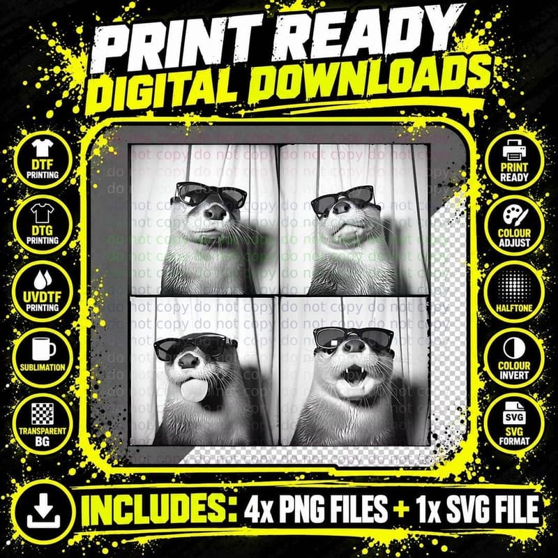 Funny Otter in Sunglasses Love Otters Sea Otter Lover Png SVG Digital Bundle