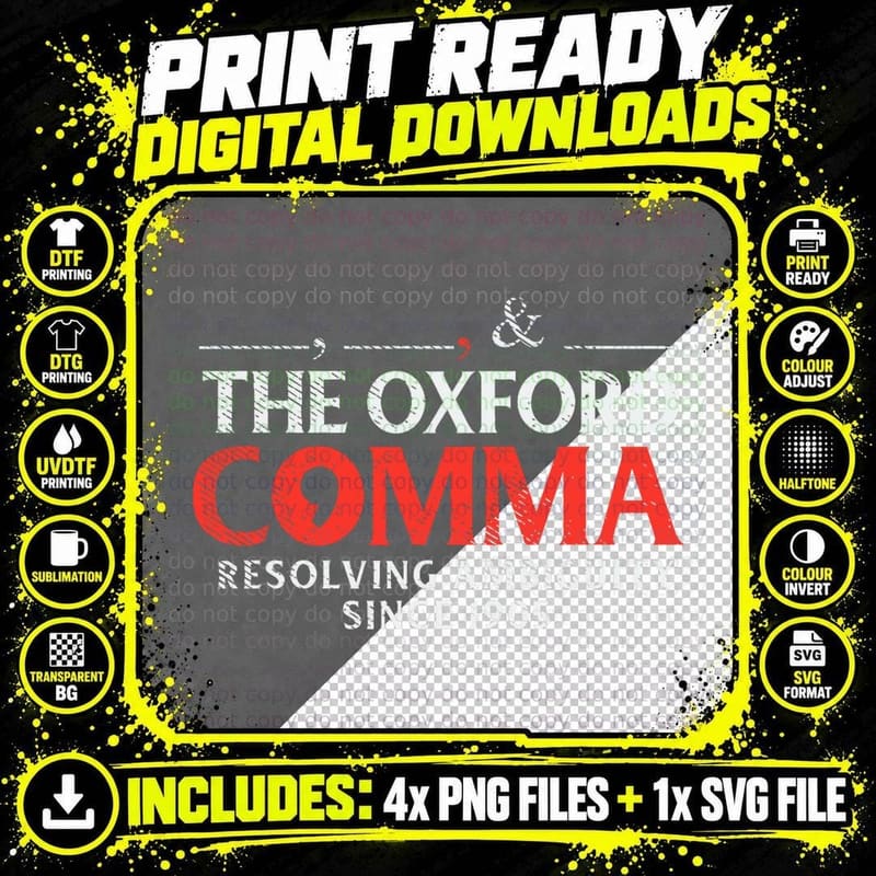 Funny Oxford Comma Quote, Team Oxford Comma Png SVG Digital Bundle