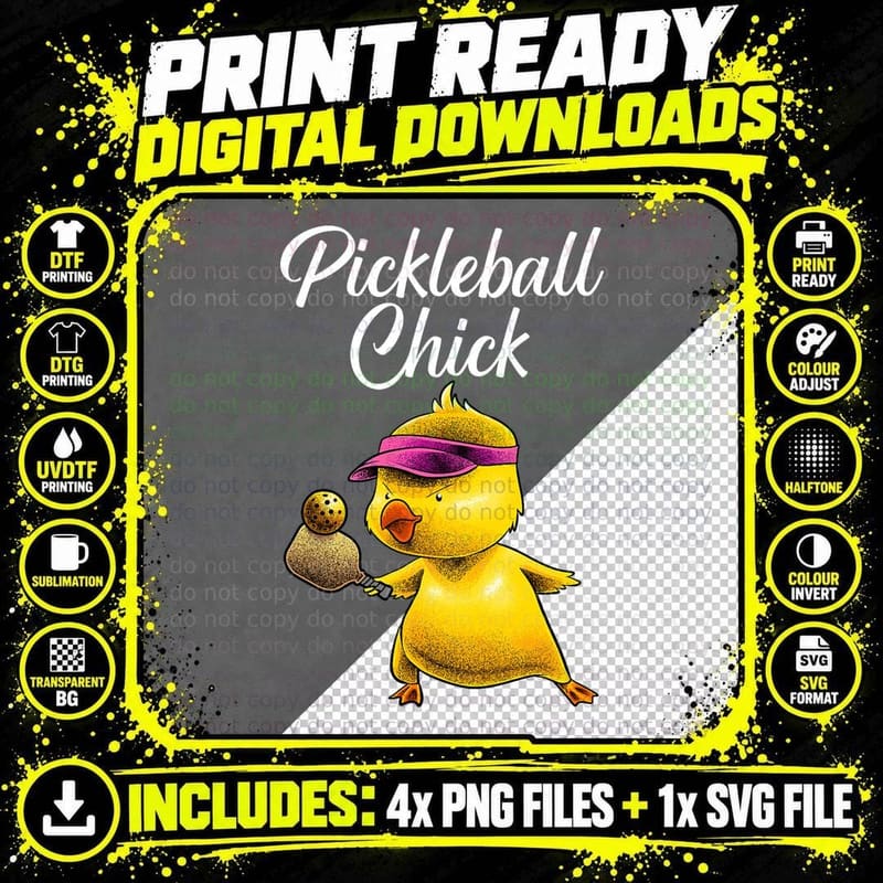 Funny Pickleball Art for Women Girl Paddle Sport Chick Png SVG Digital Bundle