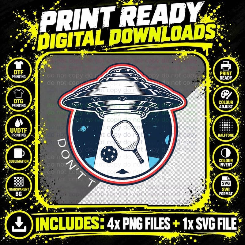 Funny Pickleball Pun, For Pickleball Players Alien Png SVG Digital Bundle