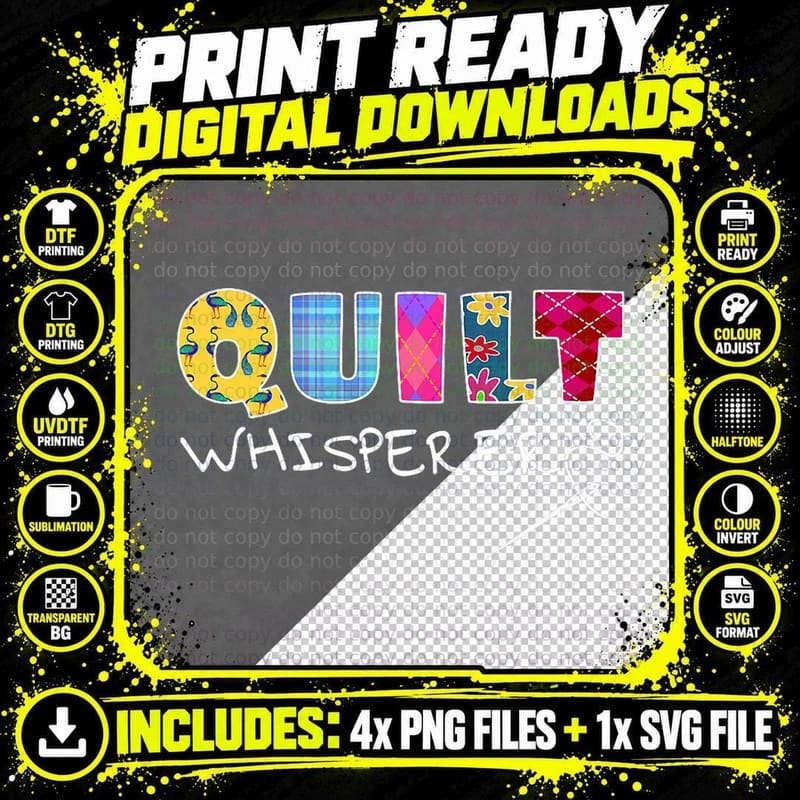 Funny Quilt Whisperer Quilting Saying Quote Sewing Gift Png SVG Digital Bundle