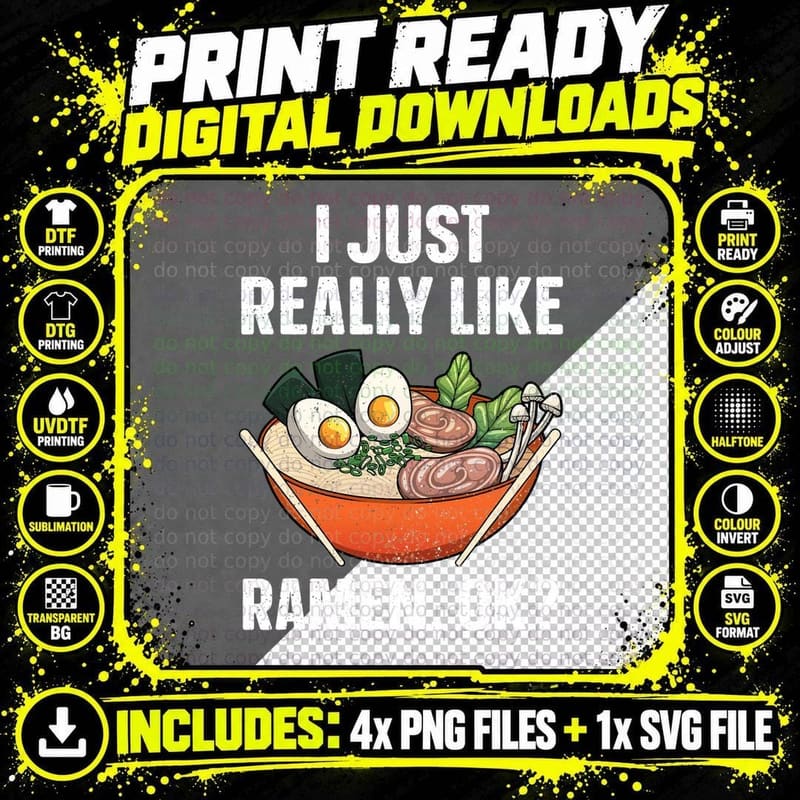 Funny Ramen Noodles Art for Men Women Noodle Ramen Png SVG Digital Bundle