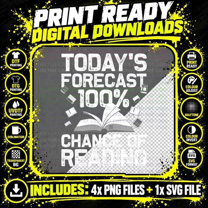 Funny Reading Art for Men Women Bookworm Reading Book Png SVG Digital Bundle
