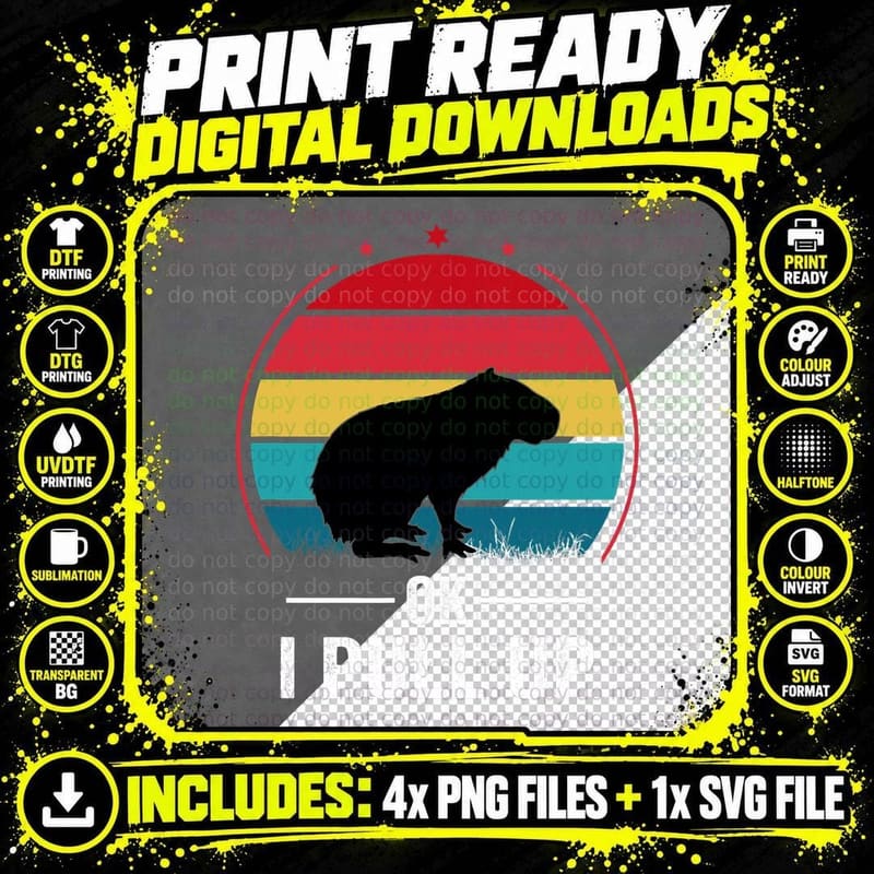 Funny Retro Ok I Pull up Capybara Meme Cute Capybara Png SVG Digital Bundle