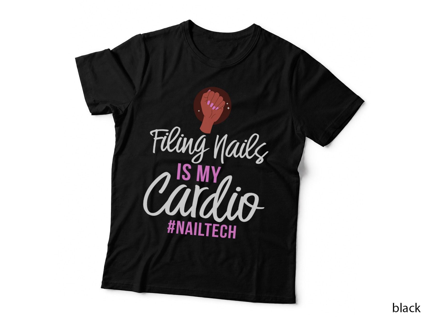 Funny Retro Vintage Nail Tech Filing Nails Is My Cardio T-Shirt
