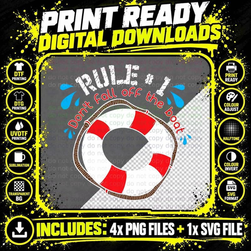 Funny Rule Number 1 Don't Fall off the Boat Holiday Png SVG Digital Bundle