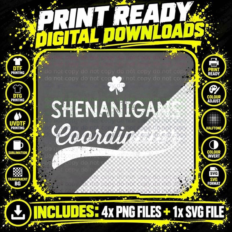 Funny Shenanigans Coordinator for St Patricks Day Outfit Png SVG Digital Bundle