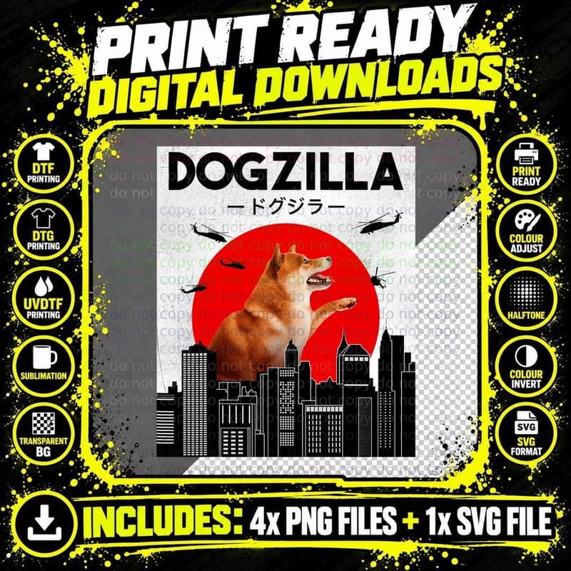 Funny Shiba Inu, Dogzilla, Shiba Inu Owner Png SVG Digital Bundle