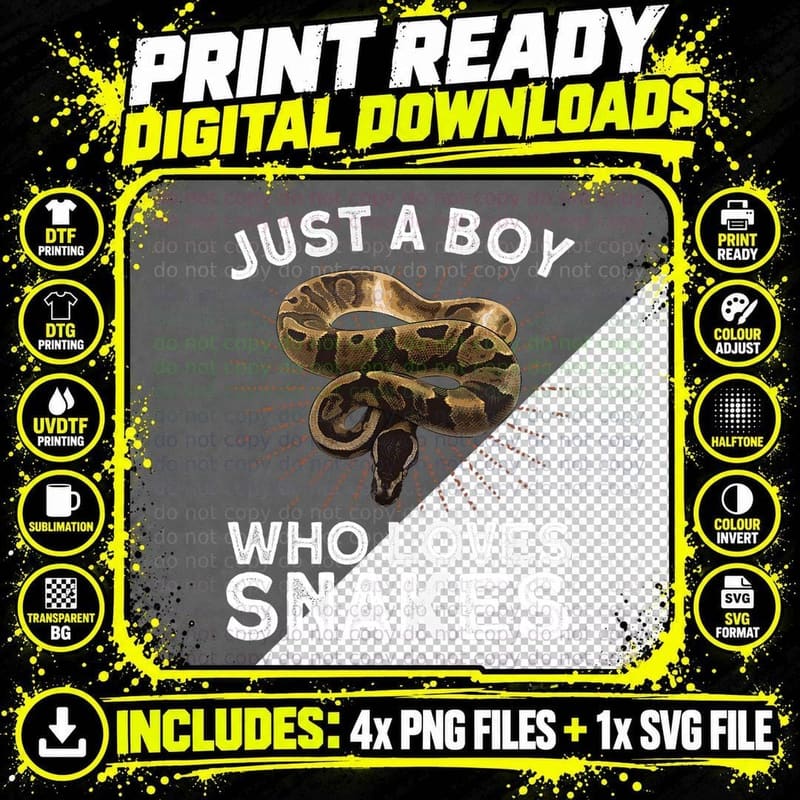 Funny Snake Art for Boys Kids Men Reptile Animal Snake Png SVG Digital Bundle