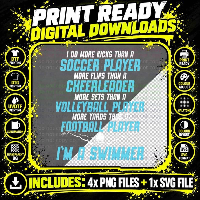 Funny Swimming I'm a Swimmer I Do More Than a Png SVG Digital Bundle