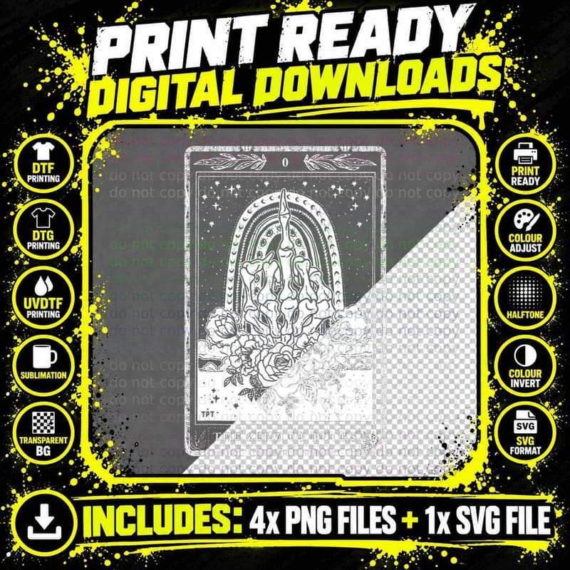 Funny Tarot Card Zero of Fucks Occult Tarot Reader Png SVG Digital Bundle