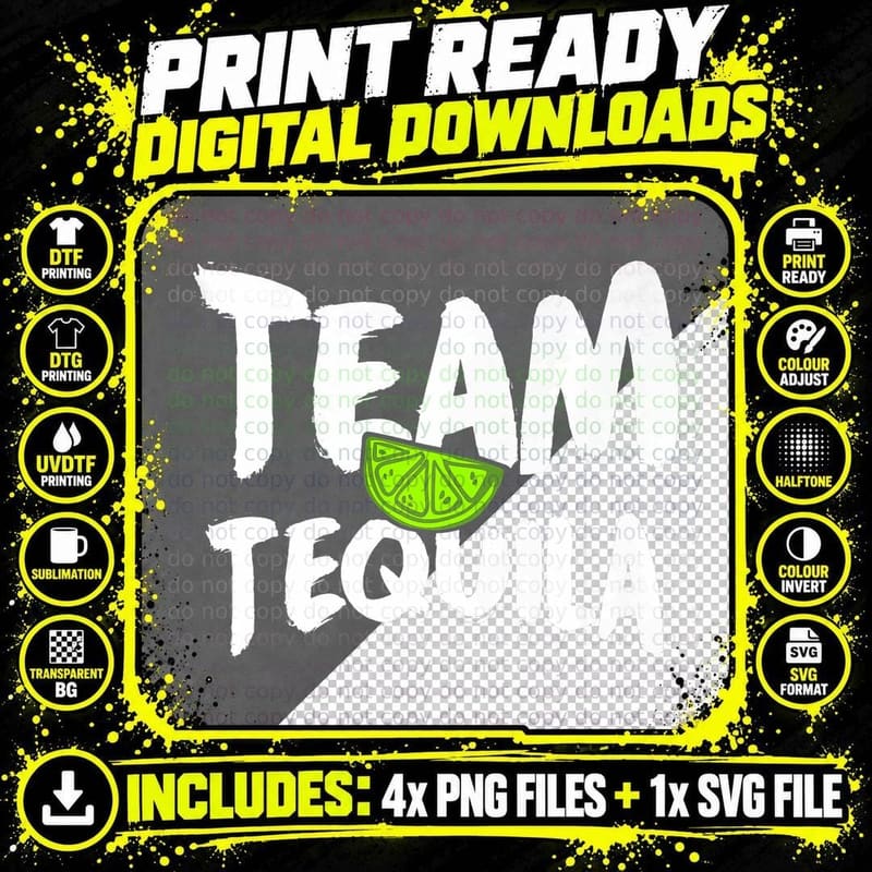 Funny Team Tequila with Green Lime Salt Group Costume Png SVG Digital Bundle