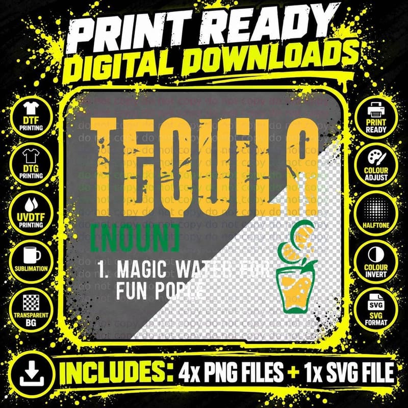 Funny Tequila Dictionary Definition Alcohol Drinking Png SVG Digital Bundle