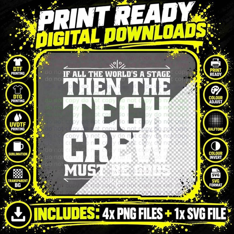 Funny Theater Tech Crew Stage Crew, Comedy Performance Png SVG Digital Bundle