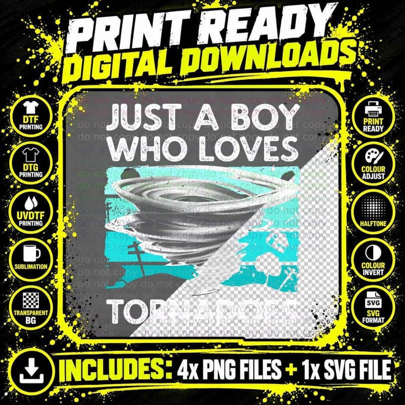 Funny Tornado Art for Men Boys Weather Storm Tornado Png SVG Digital Bundle