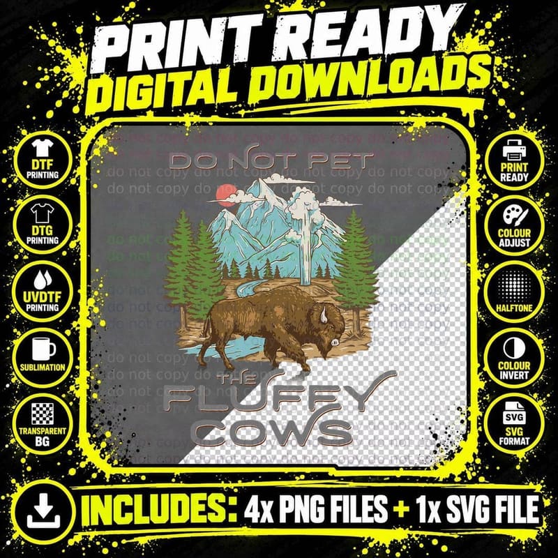 Funny Vintage Look Yellowstone National Park Bison Lover Png SVG Digital Bundle
