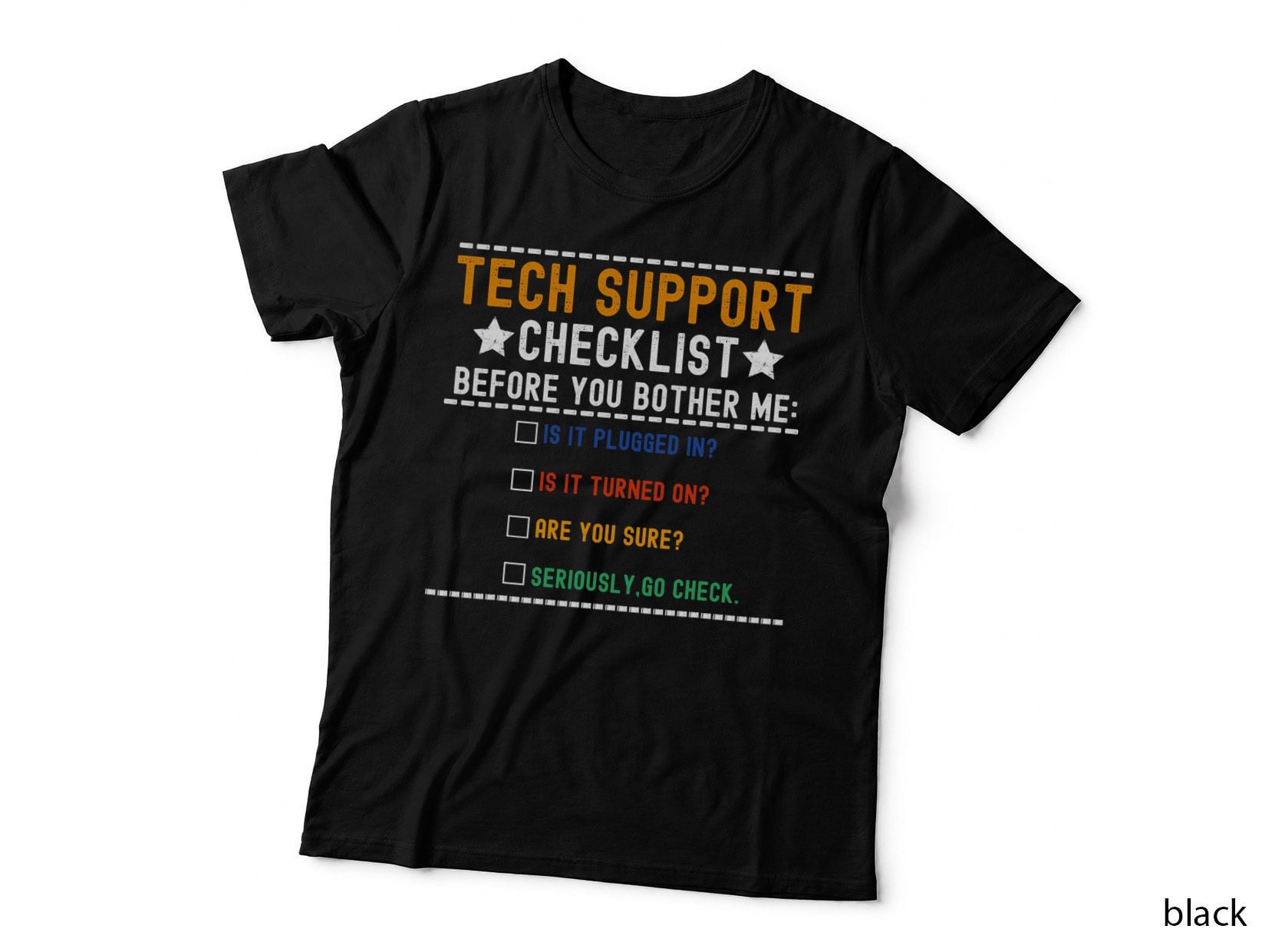 Funny Vintage Tech Support Checklist Computer Geek Sysadmin T-Shirt