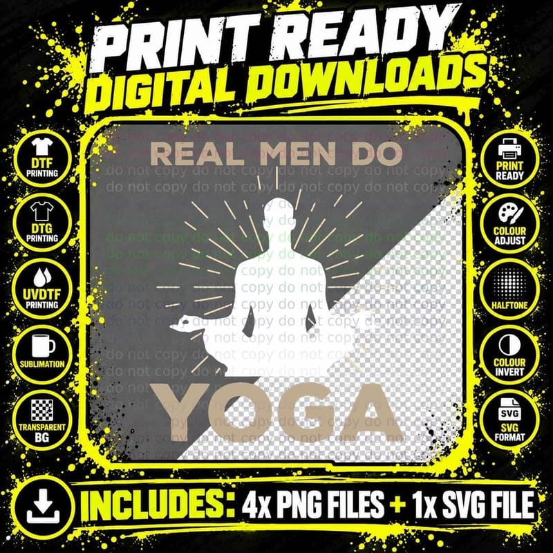 Funny Yoga Design for Men Boys Yoga Pose Meditation Png SVG Digital Bundle