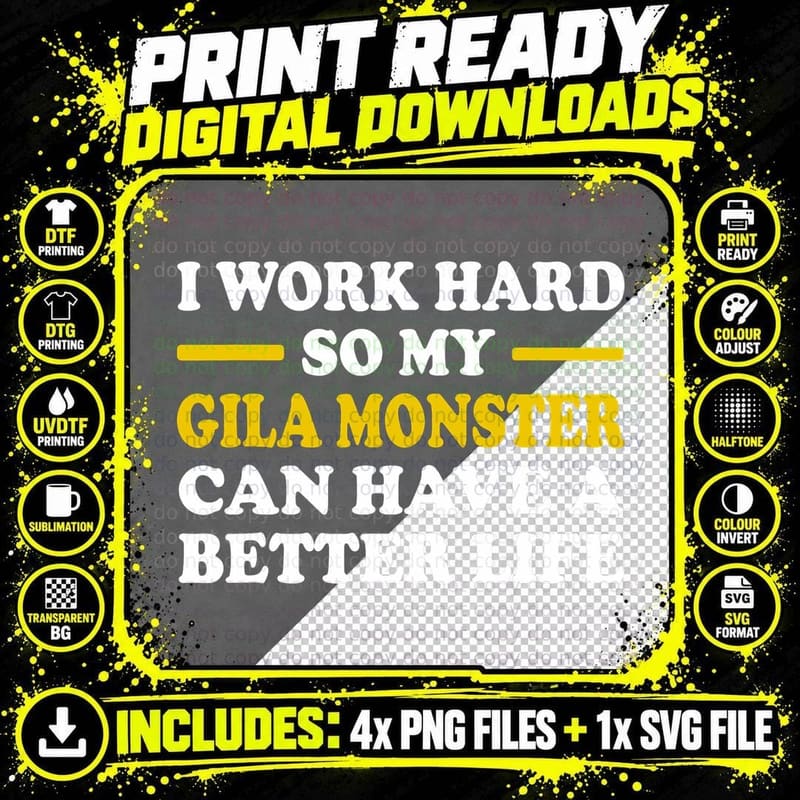 Gila Monster Lizard Funny Reptile, for Women, Men's Png SVG Digital Bundle