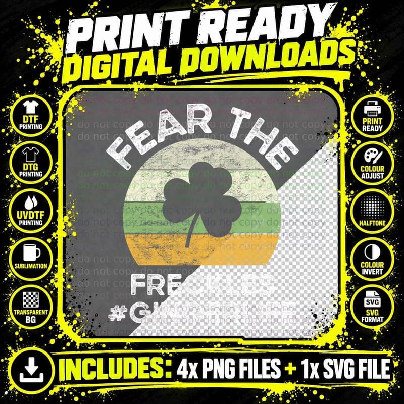 Ginger St Patricks Day Funny Redhead Joke Fear the Png SVG Digital Bundle