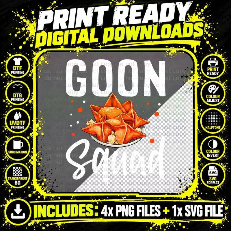 Goon Squad Funny Crab Rangoon Chinese Food, for Women Png SVG Digital Bundle