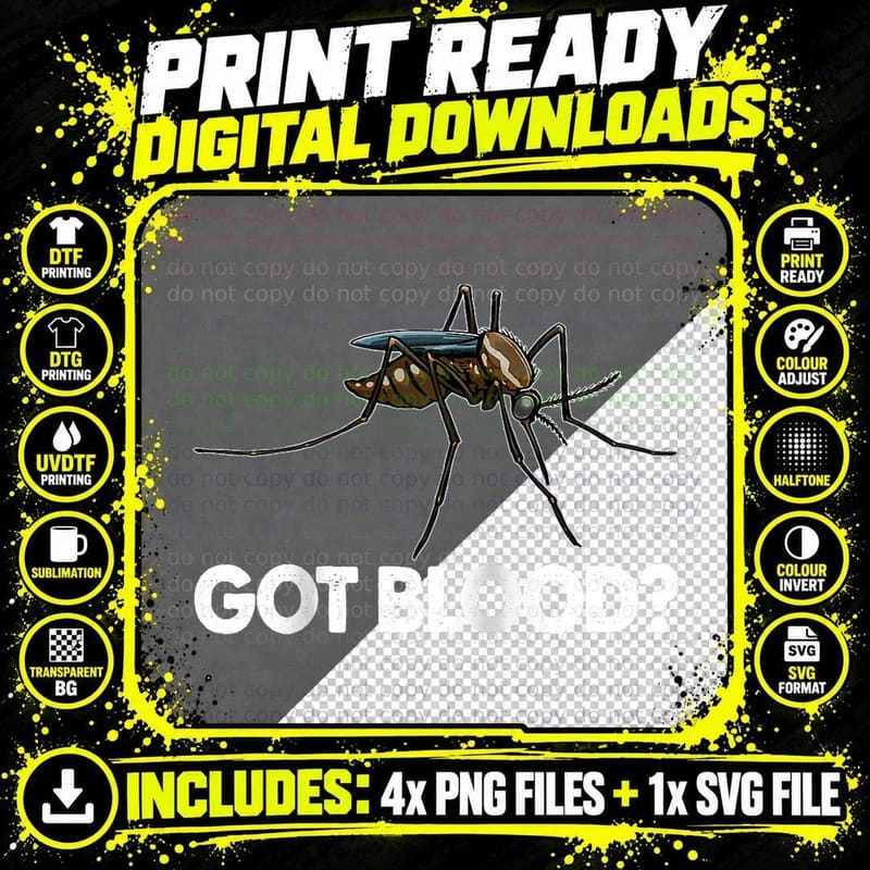 Got Blood Mosquito Flies Funny Insects Bite Night Insect Png SVG Digital Bundle