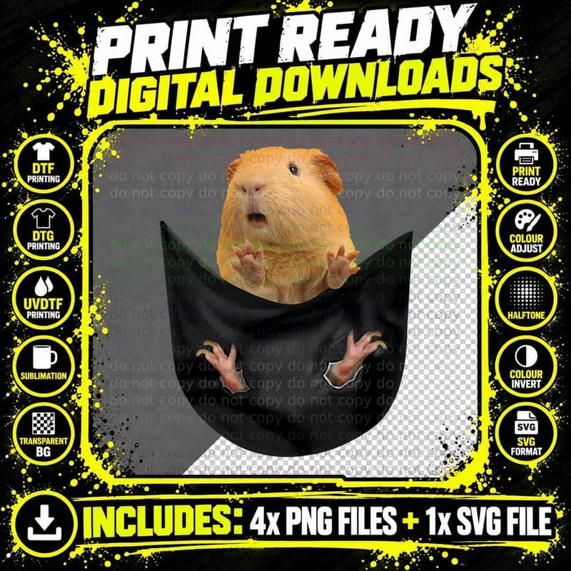 Guinea Pig Owner Cute Pocket Guinea Pig Png SVG Digital Bundle