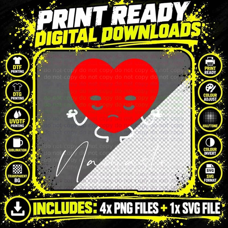 Heart Yoga Valentines Day Funny Meditation Zen Namaste Png SVG Digital Bundle