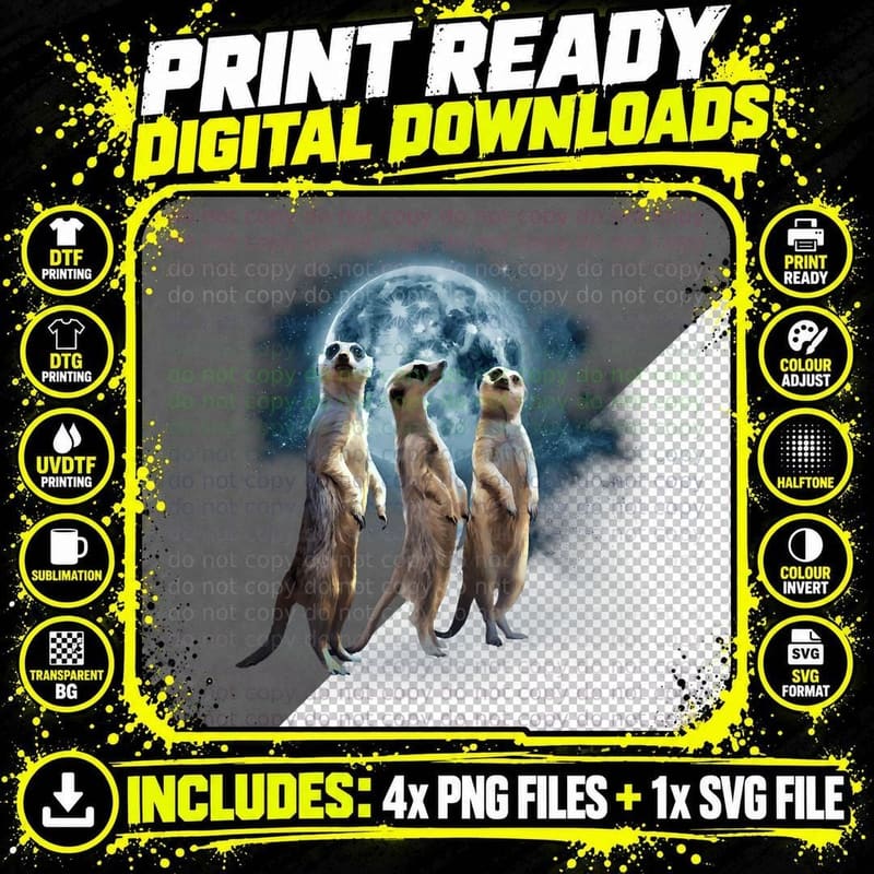 Howling at the Moon Shirt - Funny Meerkat Shirt - Png SVG Digital Bundle