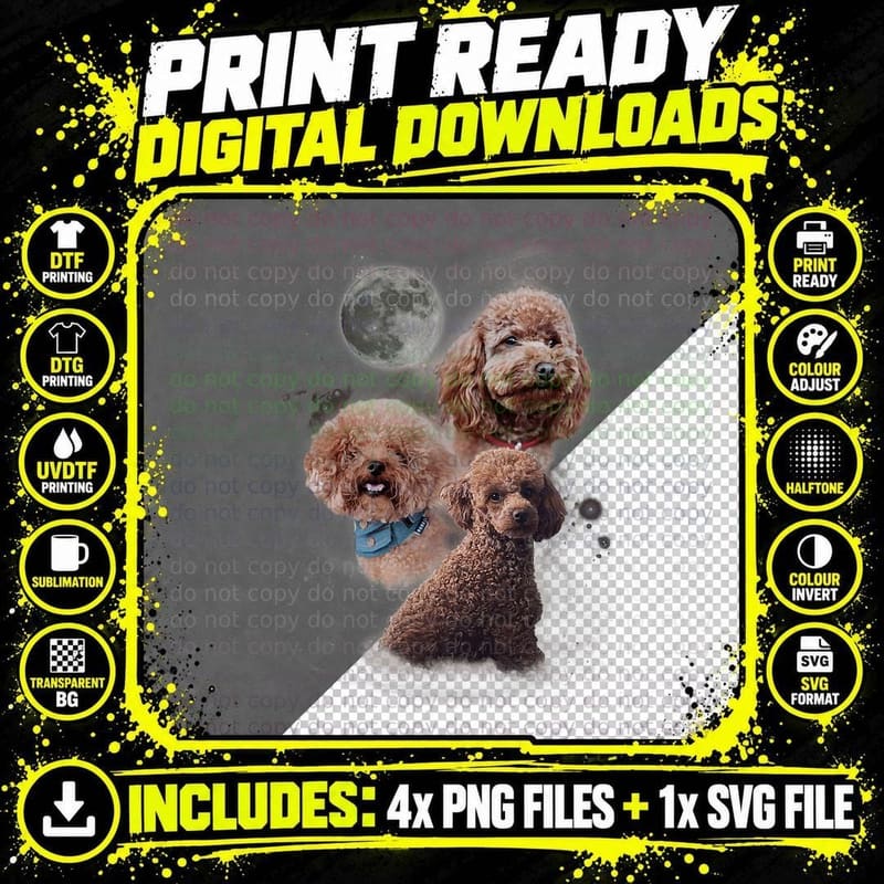 Howling at the Moon Shirt - Funny Poodle Shirt - Poodle Png SVG Digital Bundle