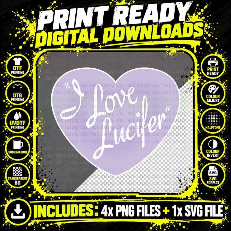I Love Lucifer Funny Pastel Goth Satanic Occult Top Lucy Png SVG Digital Bundle