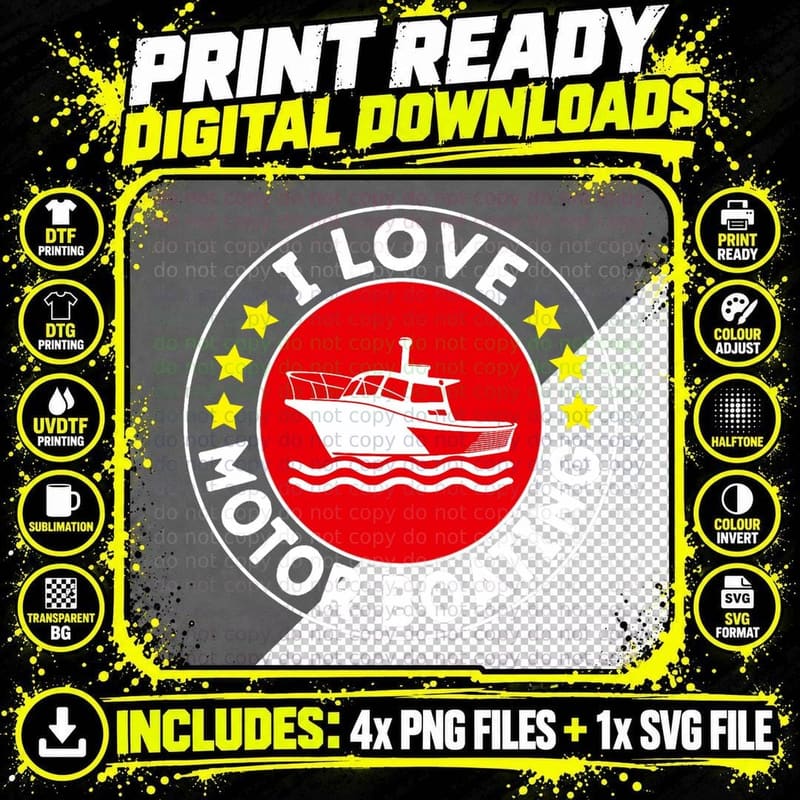 I Love Motor Boating Boater Funny Boating Motor Boat Png SVG Digital Bundle