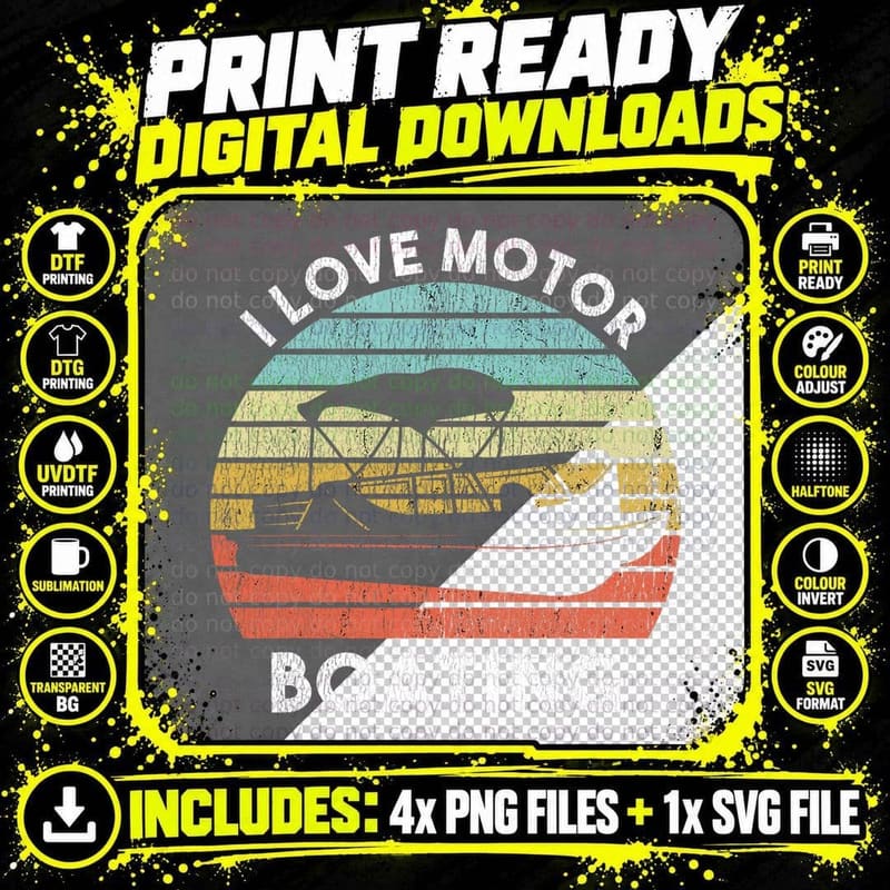 I Love Motor Boating Funny Boat Life Funny Boater Life Png SVG Digital Bundle