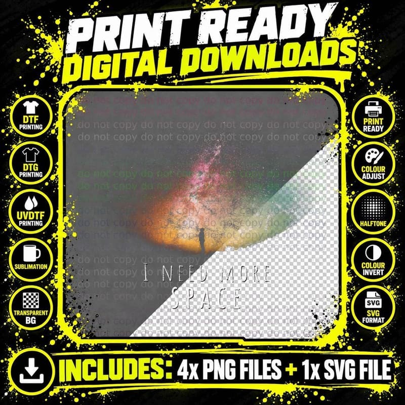 I Need Space Night Sky Funny Astronomy Science Galaxy Png SVG Digital Bundle