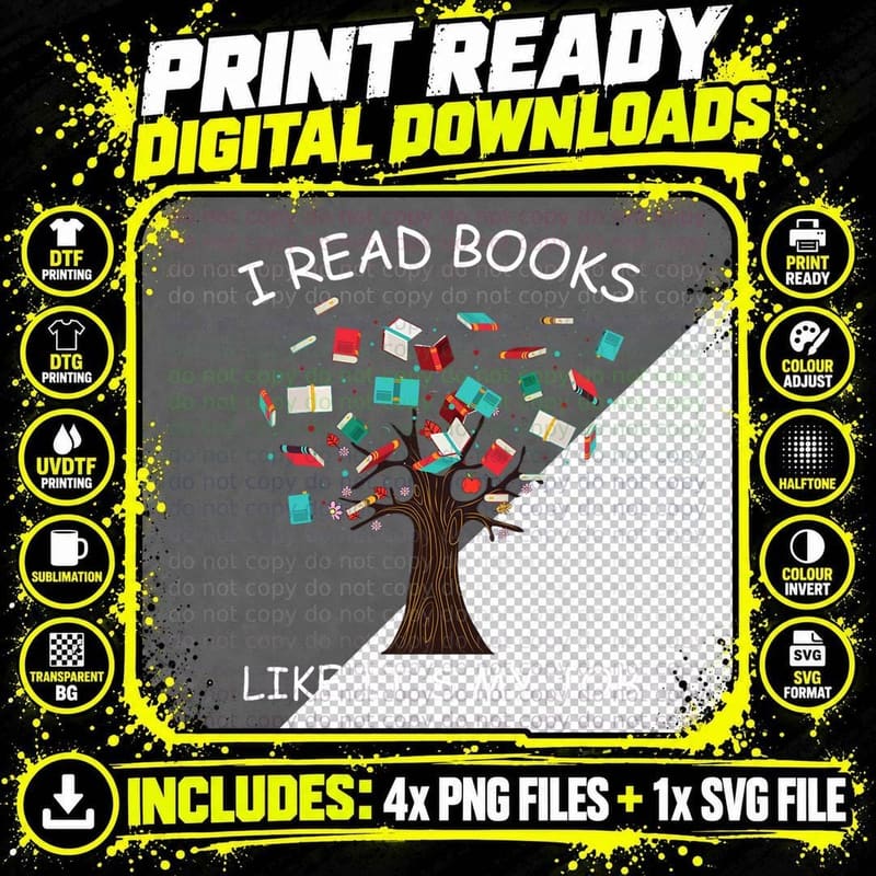 I Read Books Like It's My Job Funny Reading Women Girl Png SVG Digital Bundle