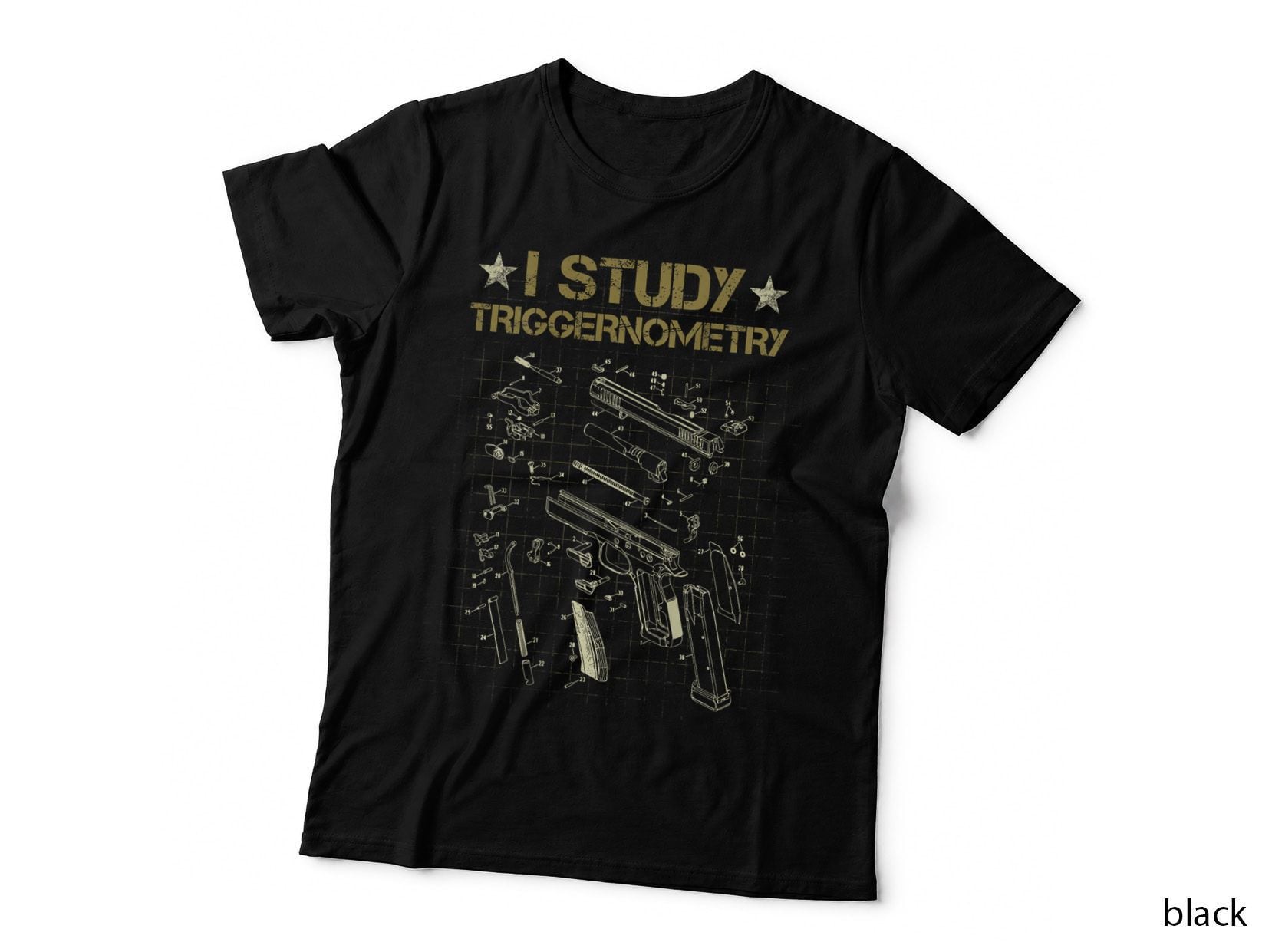 I Study Triggernometry on Back Gun Funny Gift T-Shirt