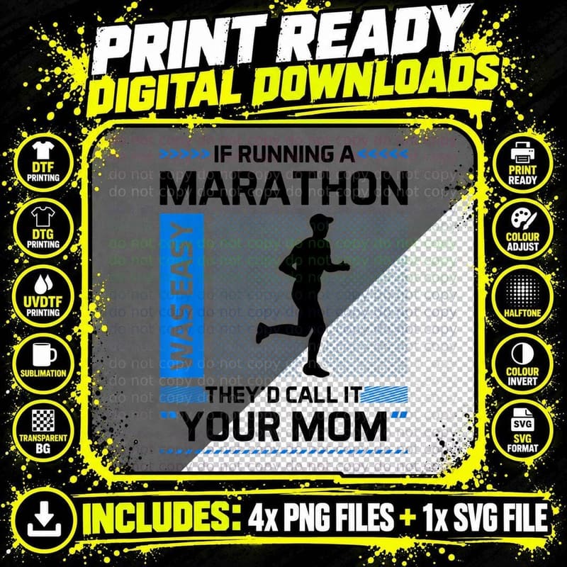 If Running Was Easy Jogging Marathoner Funny Marathon Png SVG Digital Bundle