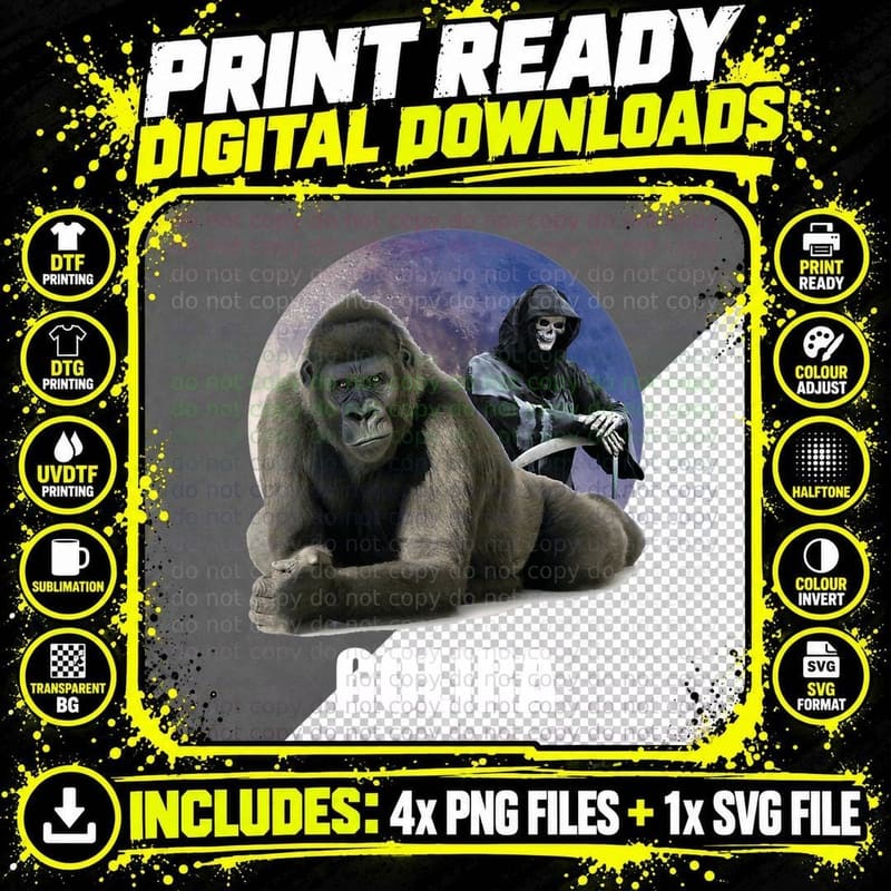 Ironic Gorilla Cringe Weird Silly Odd Sarcastic Dumb Png SVG Digital Bundle