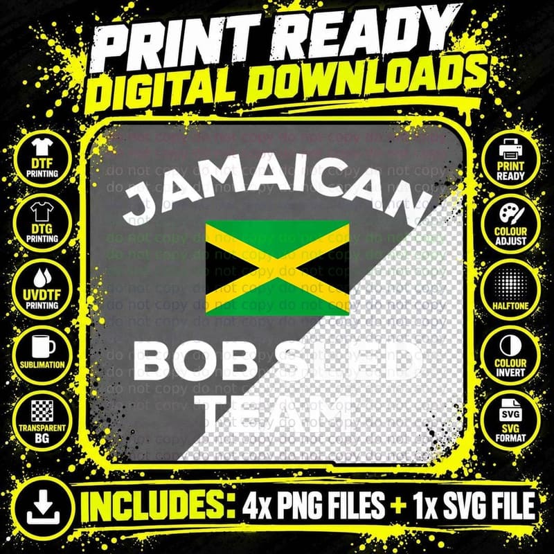 Jamaican Jamaica Bobsled Team Flag Funny Country Gift Png SVG Digital Bundle