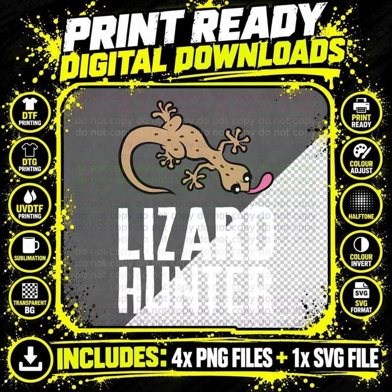Lizard Catcher Reptile Funny Lizard Hunter T-Shirt Png SVG Digital Bundle