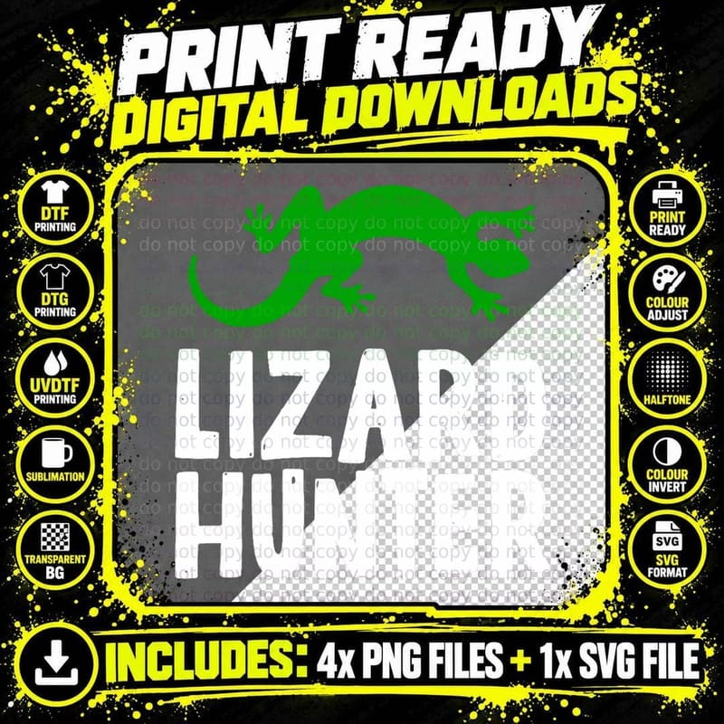 Lizard Hunter Funny Gecko Reptile Lover Kids Gift for Png SVG Digital Bundle
