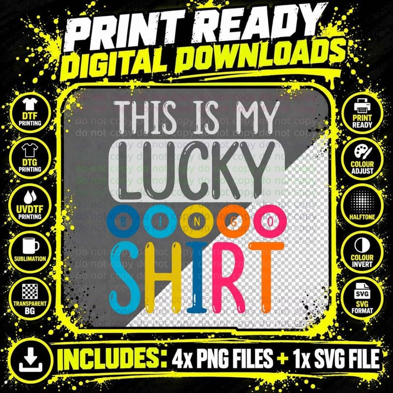 Lucky Bingo Shirt Funny Bingo Player Hobby Gambling Png SVG Digital Bundle