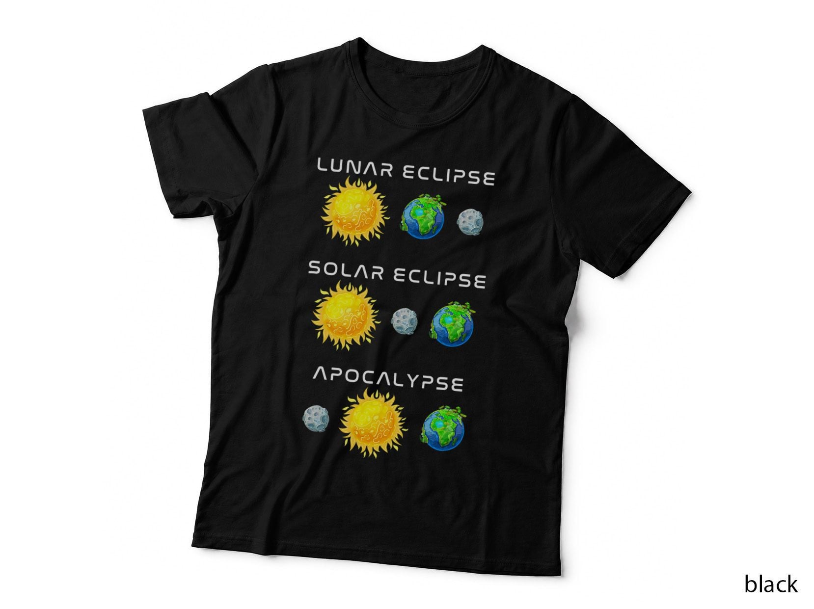 Lunar Eclipse Solar Eclipse Apocalypse Funny Science Diagram T-Shirt