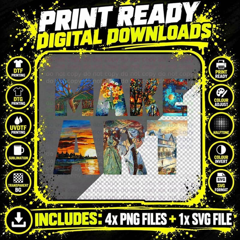 Make Art Funny Artist Painting Cool Artistic Humor Png SVG Digital Bundle
