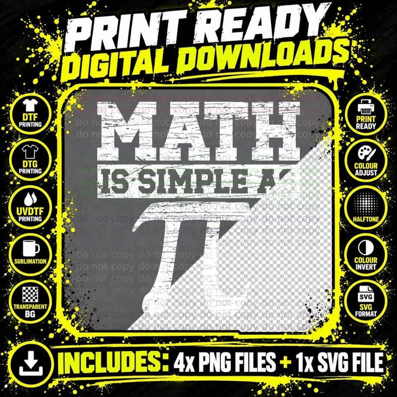 Math Is Simple as Pi Funny Pi Happy Pi Day T-Shirt Png SVG Digital Bundle